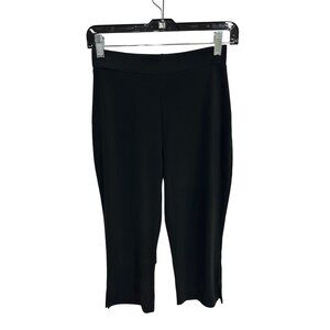 Anne Klein Black Elastic Waist Cropped Pants Size Medium Nylon Lycra Stretchy Ca
